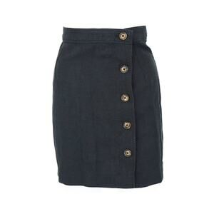 STOCKHOLM ATELIER Linen Mini Skirt with Buttons - Black - 2